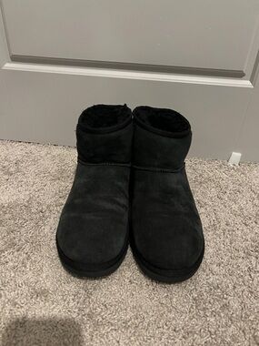 UGG Black Mini Suede Shearling Ankle Boots